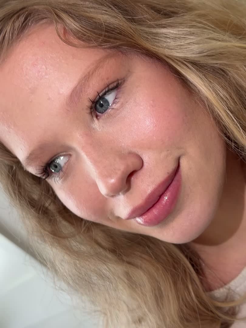 Close-up of the same client’s finished eyes and lips